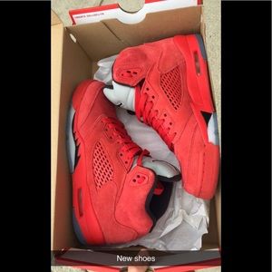 All red Jordan 5 brand new